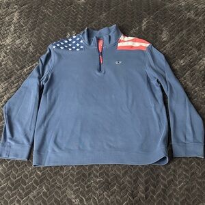 Vineyard Vines American Flag Quarter-Zip Pullover Men’s Size Medium